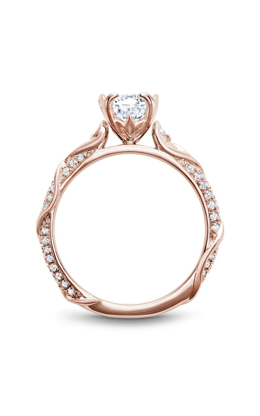 18K Rose Gold Sidestone Round Engagement Ring