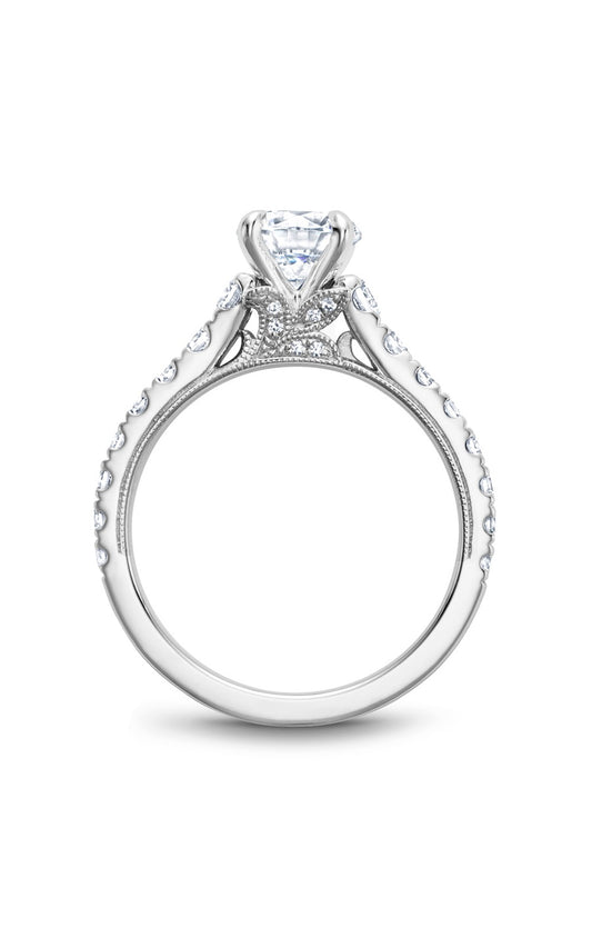 18K White Gold Sidestone Round Engagement Ring