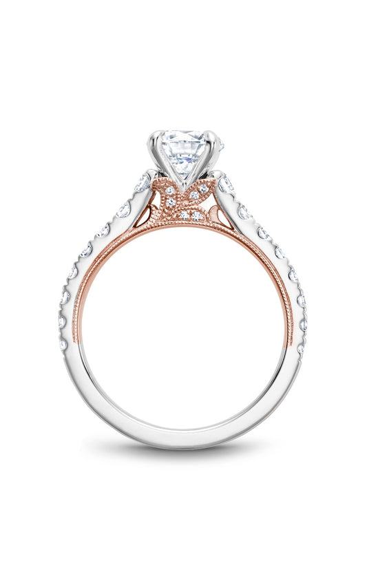 14K Rose Gold and 14K White Gold Sidestone Round Engagement Ring