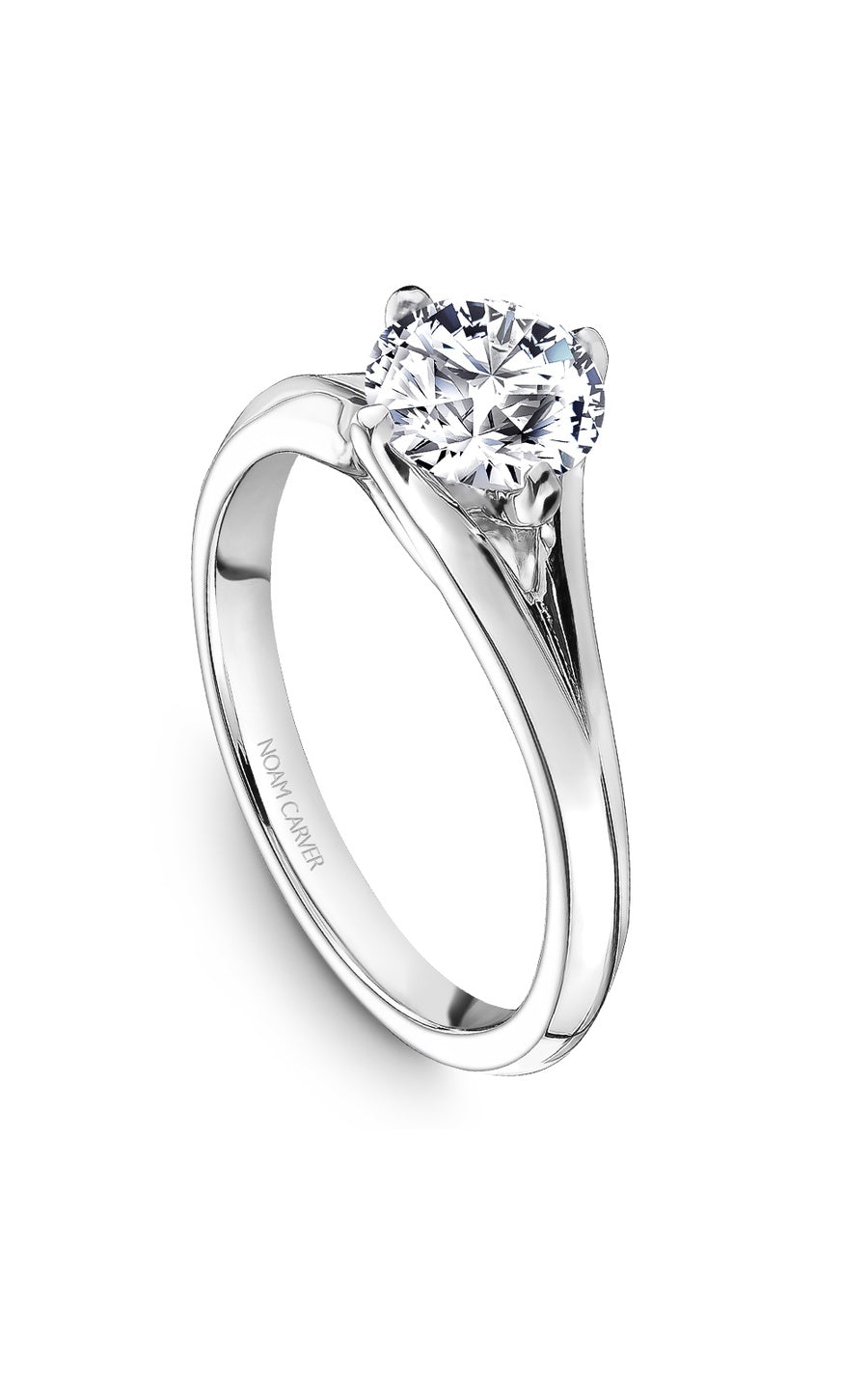 14K White Gold Solitaire Round Engagement Ring