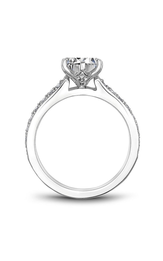 18K White Gold Sidestone Round Engagement Ring