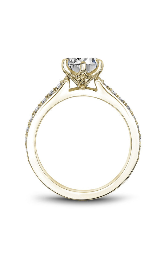 14K Yellow Gold Sidestone Round Engagement Ring
