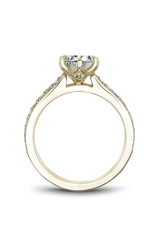18K Yellow Gold Sidestone Round Engagement Ring