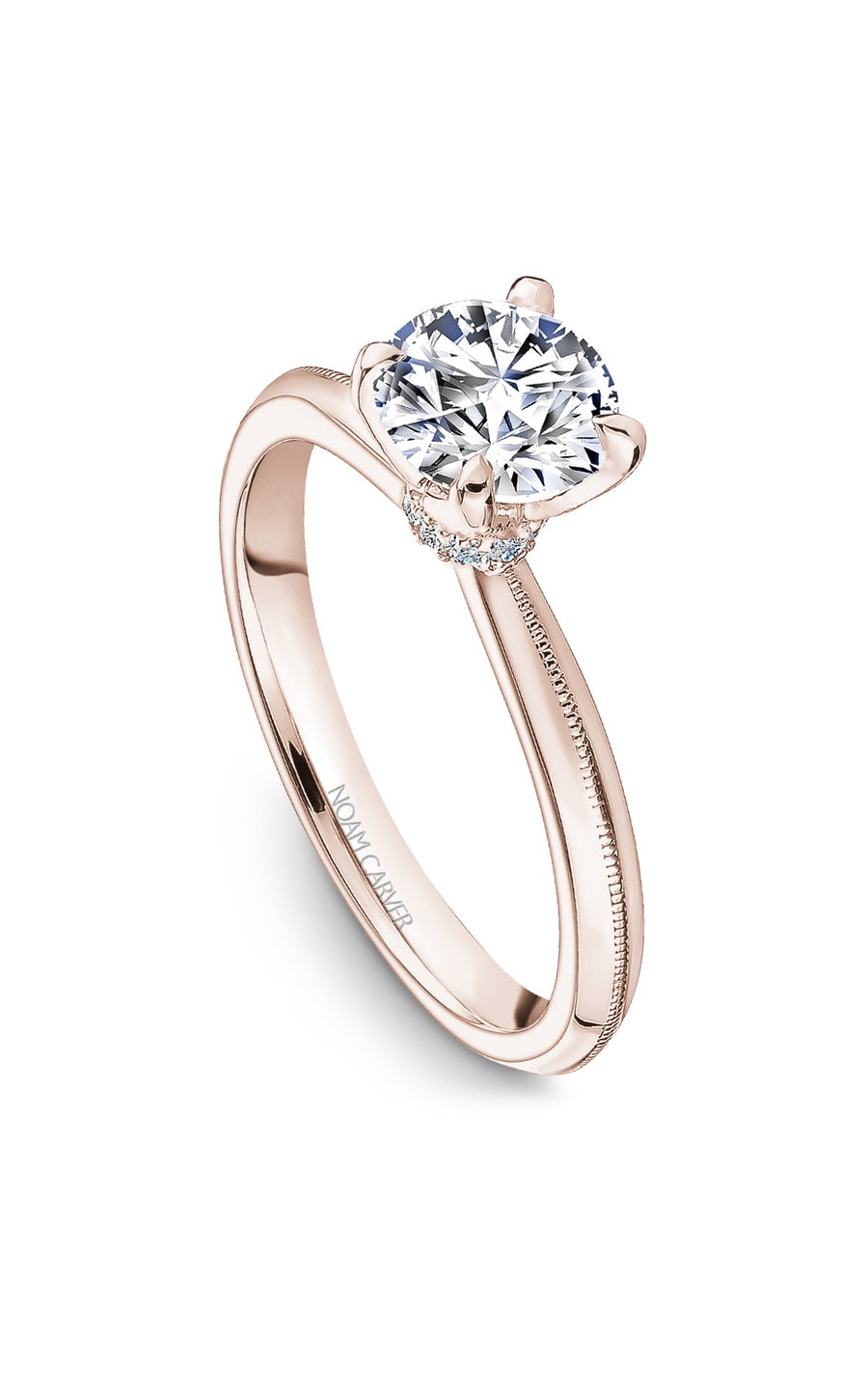 18K Rose Gold Solitaire Round Engagement Ring