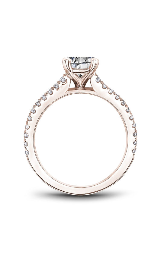 14K Rose Gold Sidestone Round Engagement Ring