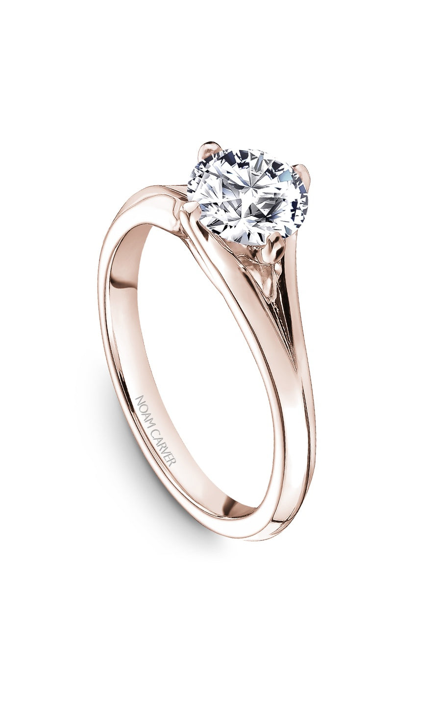 18K Rose Gold Solitaire Round Engagement Ring