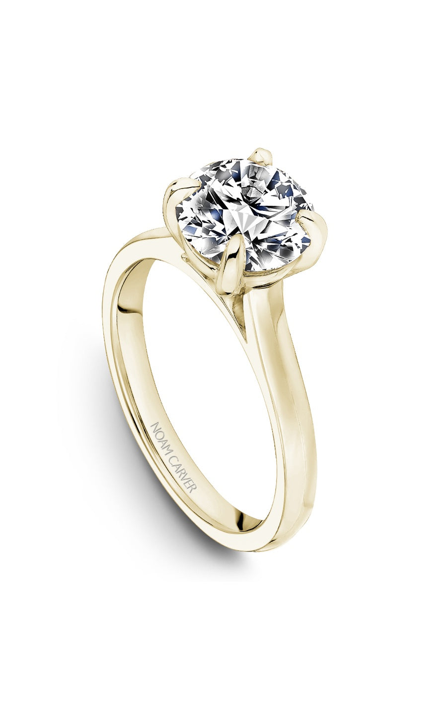 18K Yellow Gold Solitaire Round Engagement Ring
