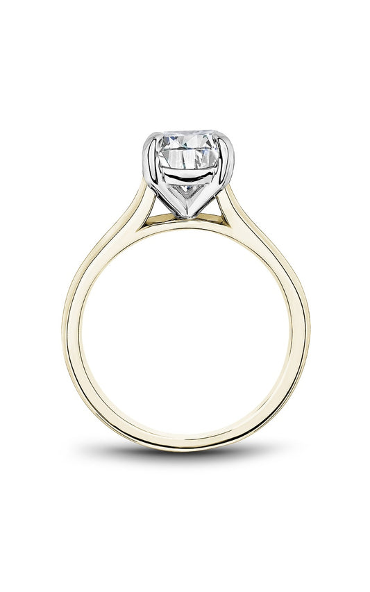 18K White Gold and 18K Yellow Gold Solitaire Round Engagement Ring