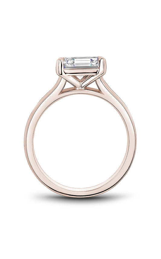 14K Rose Gold Solitaire Emerald Engagement Ring