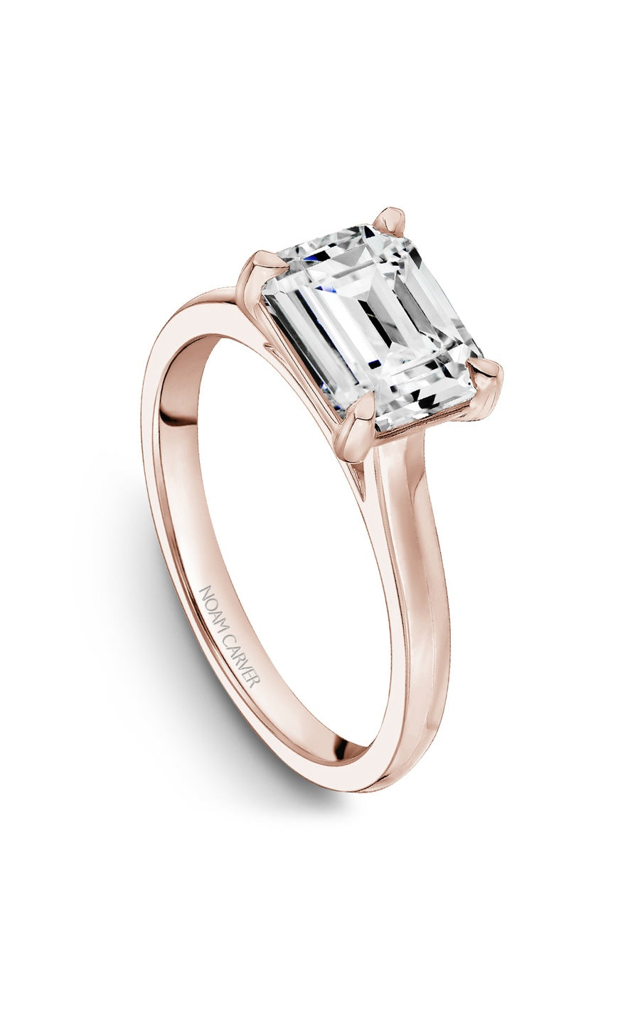18K Rose Gold Solitaire Emerald Engagement Ring