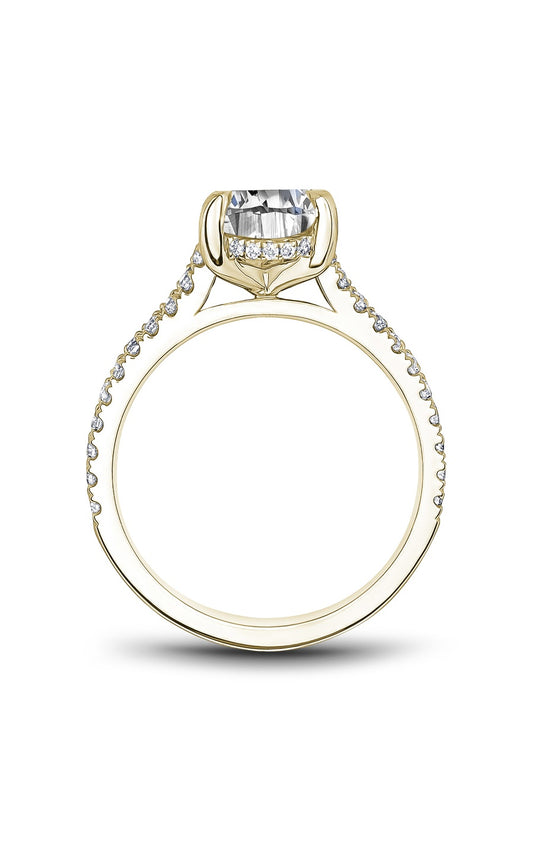 14K Yellow Gold Sidestone Oval Engagement Ring