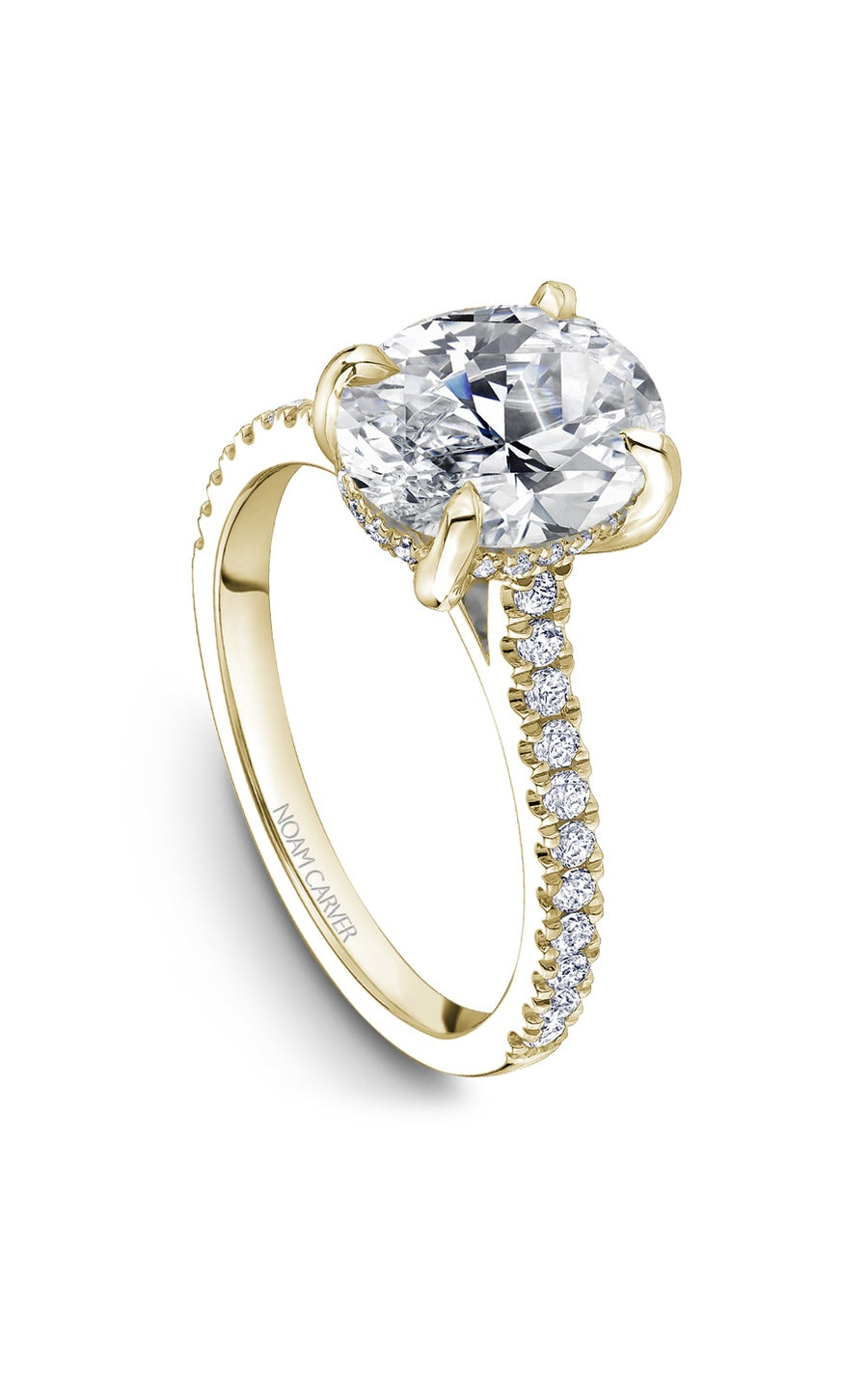 14K Yellow Gold Sidestone Oval Engagement Ring