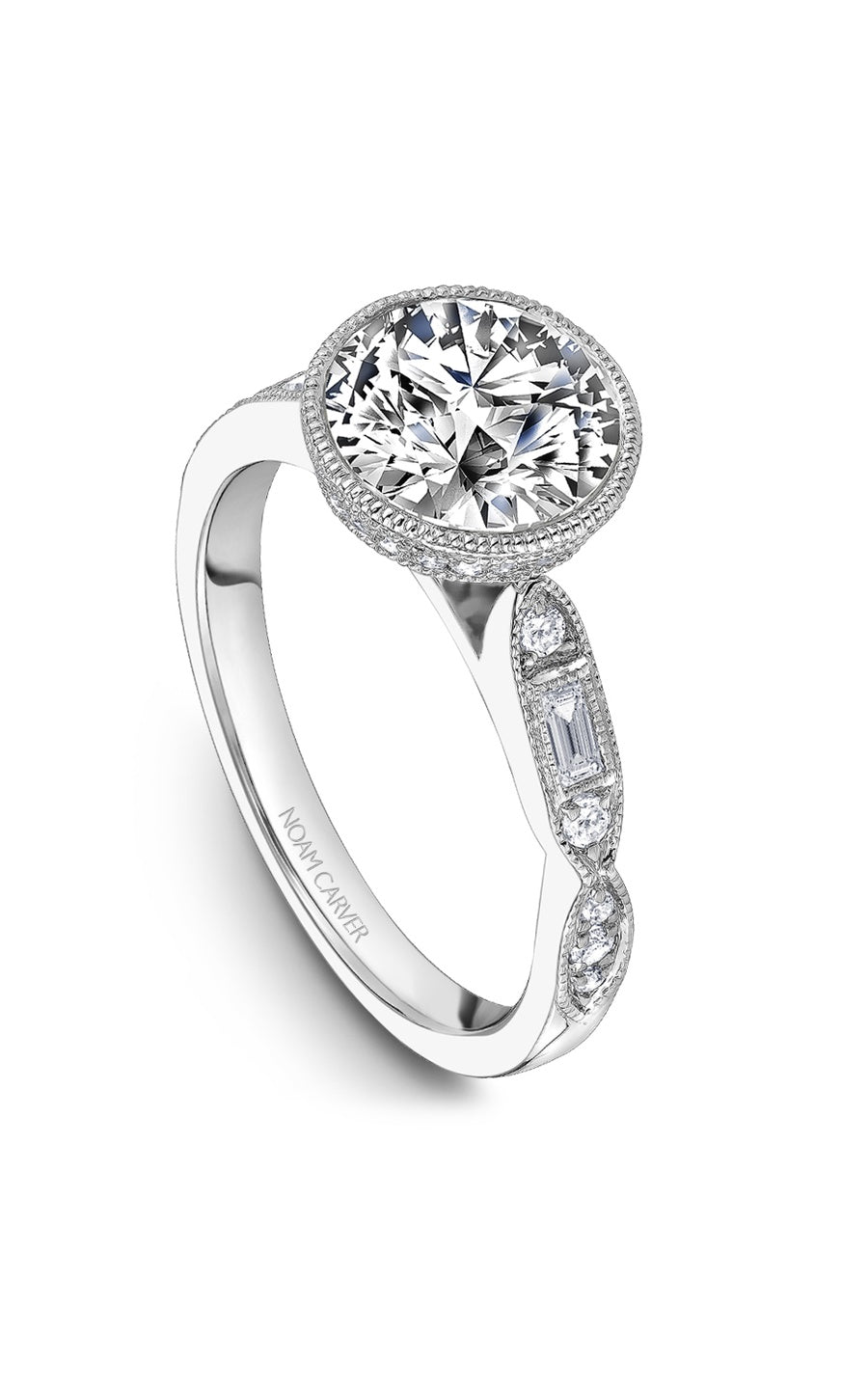 Platinum Sidestone Round Engagement Ring