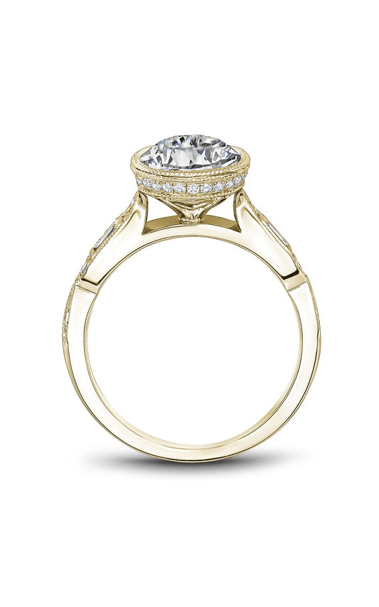 14K Yellow Gold Sidestone Round Engagement Ring