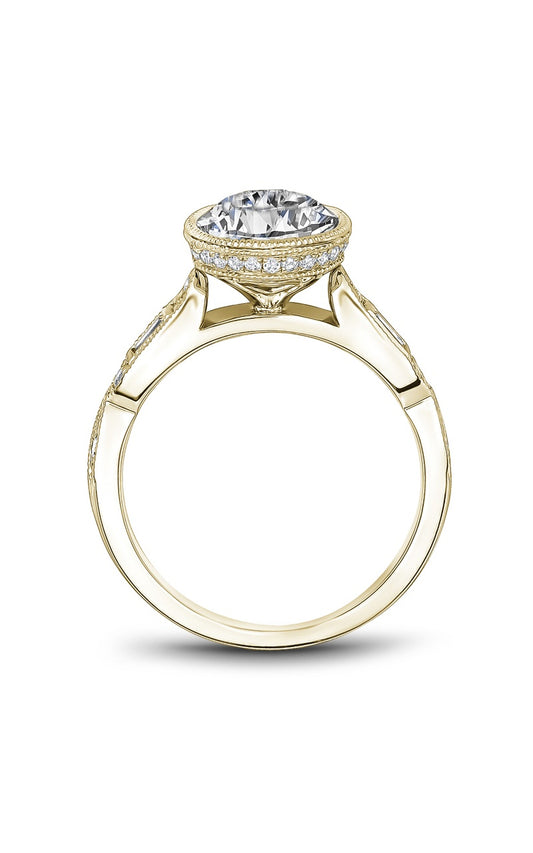 14K Yellow Gold Sidestone Round Engagement Ring