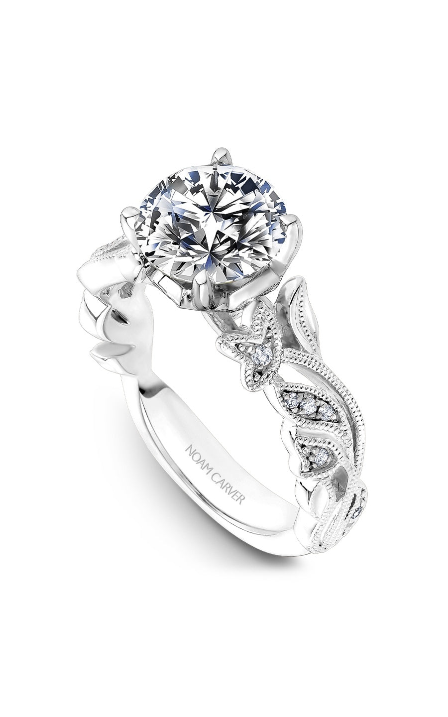 Platinum Sidestone Round Engagement Ring