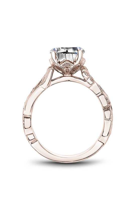 18K Rose Gold Sidestone Round Engagement Ring
