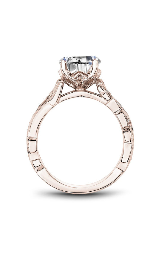 18K Rose Gold Sidestone Round Engagement Ring