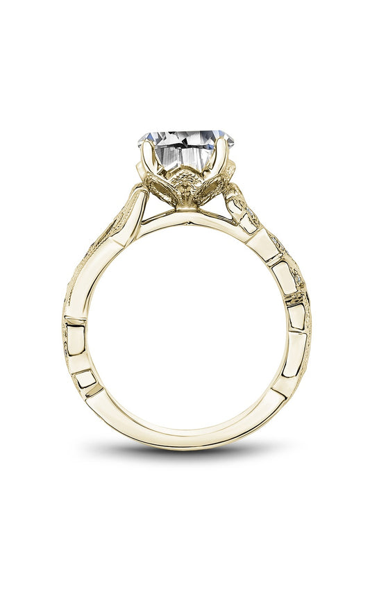 18K Yellow Gold Sidestone Round Engagement Ring