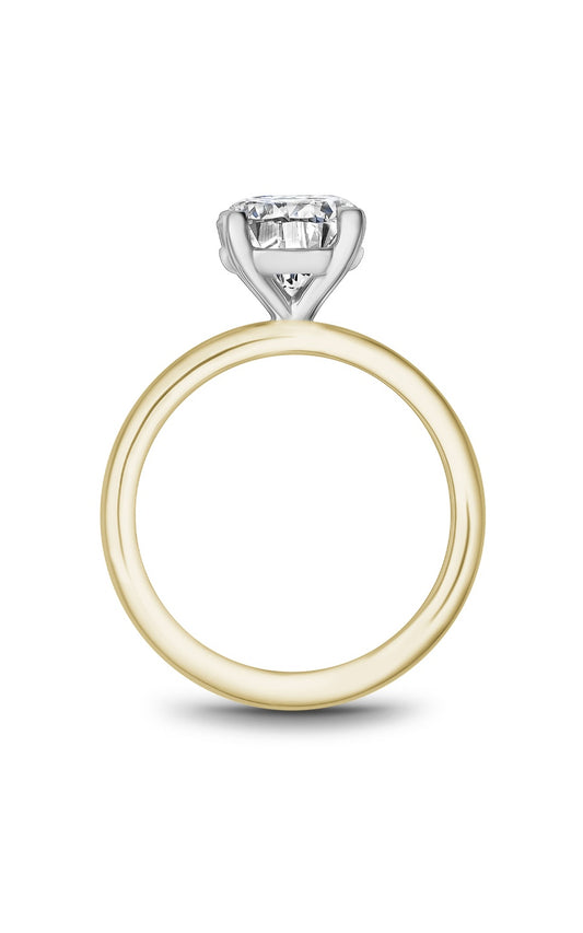 18K White Gold and 18K Yellow Gold Solitaire Round Engagement Ring