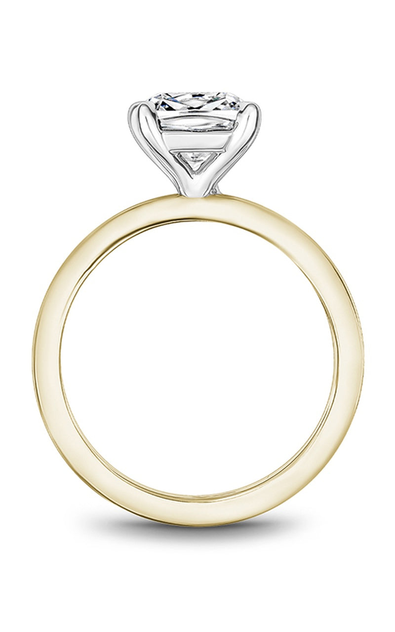 14K White Gold and 14K Yellow Gold Solitaire Cushion Engagement Ring