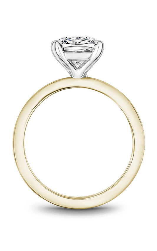 14K White Gold and 14K Yellow Gold Solitaire Cushion Engagement Ring