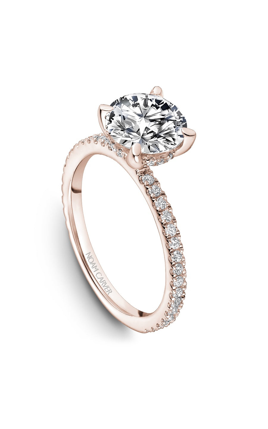 14K Rose Gold Sidestone Round Engagement Ring