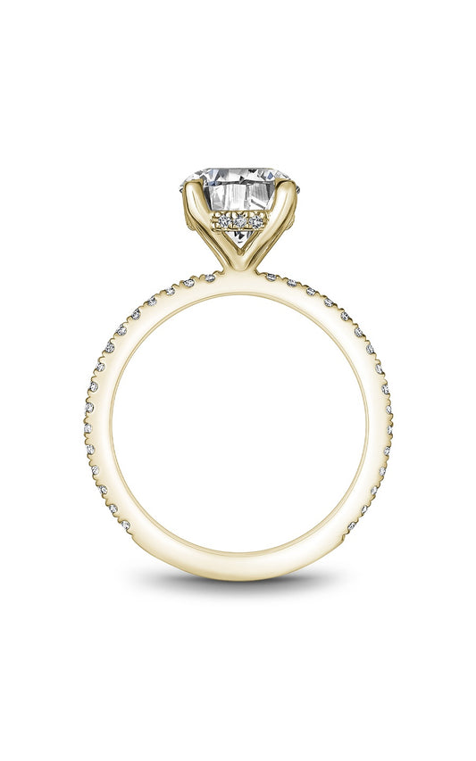 14K Yellow Gold Sidestone Round Engagement Ring