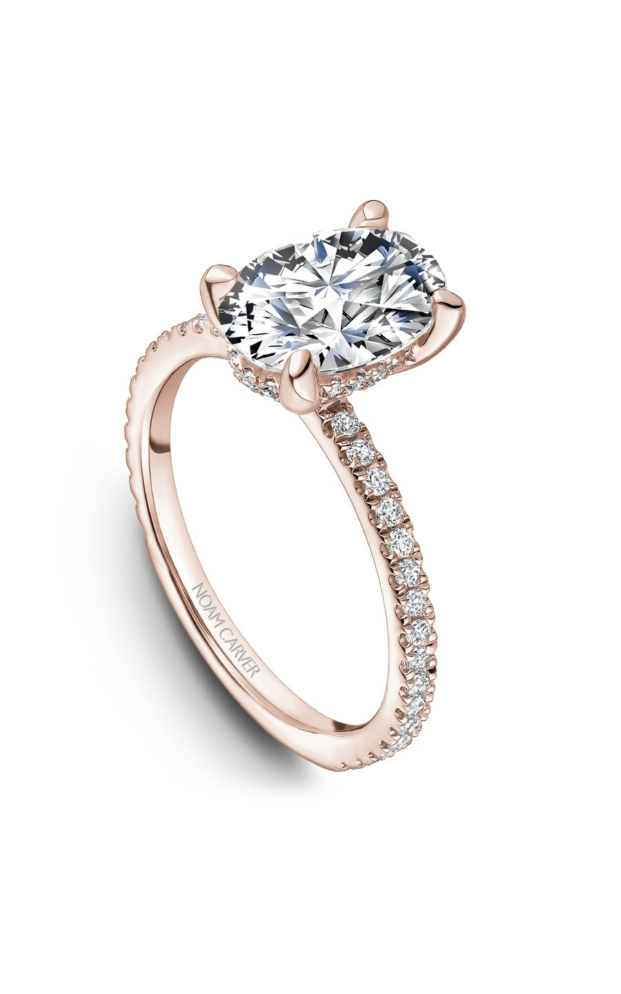 14K Rose Gold Sidestone Round Engagement Ring