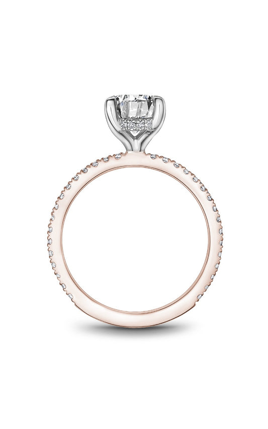 14K Rose Gold and 14K White Gold Sidestone Round Engagement Ring