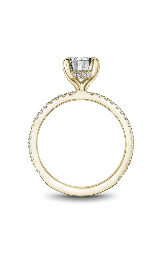 18K Yellow Gold Sidestone Round Engagement Ring