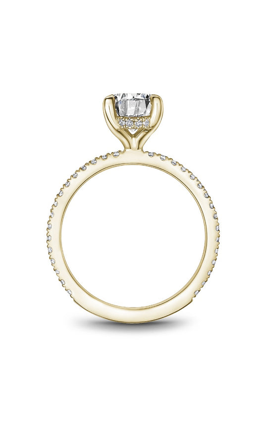 18K Yellow Gold Sidestone Round Engagement Ring