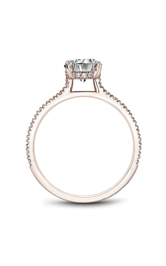 14K Rose Gold Sidestone Round Engagement Ring