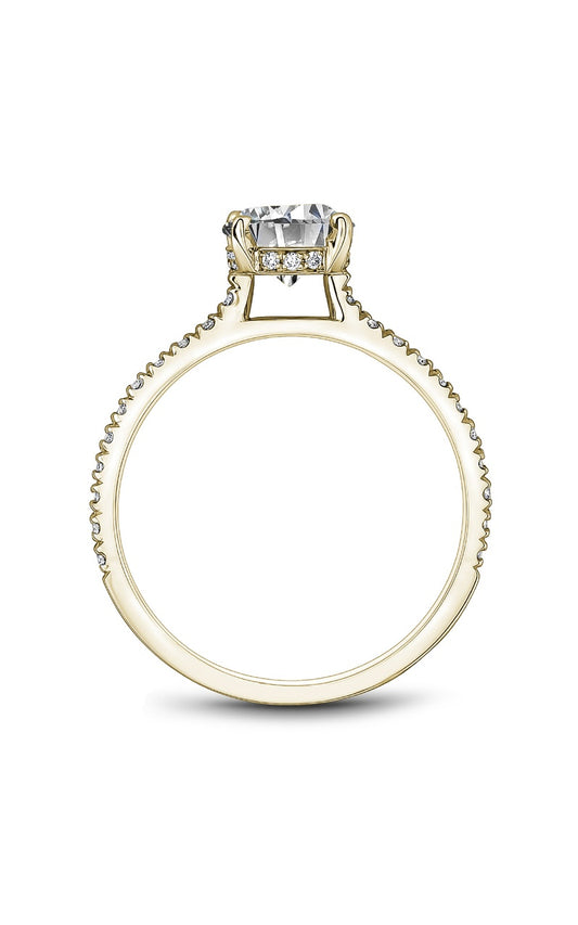 14K Yellow Gold Sidestone Round Engagement Ring