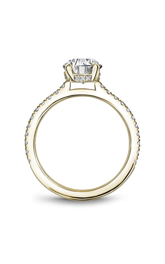 14K Yellow Gold Sidestone Oval Engagement Ring