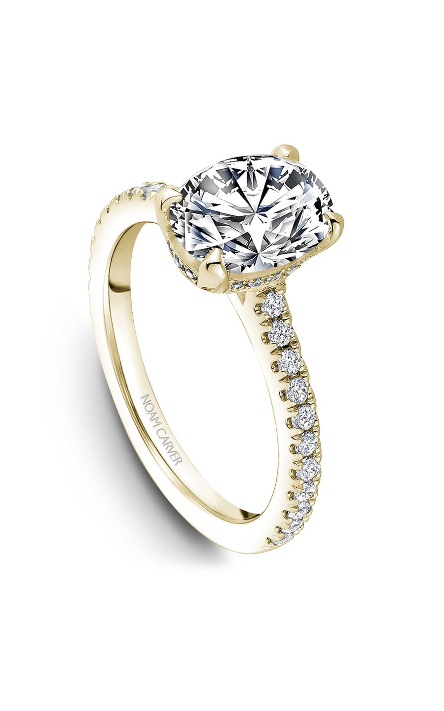 14K Yellow Gold Sidestone Oval Engagement Ring