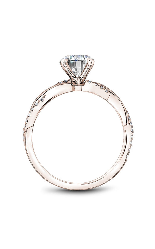 14K Rose Gold Sidestone Round Engagement Ring