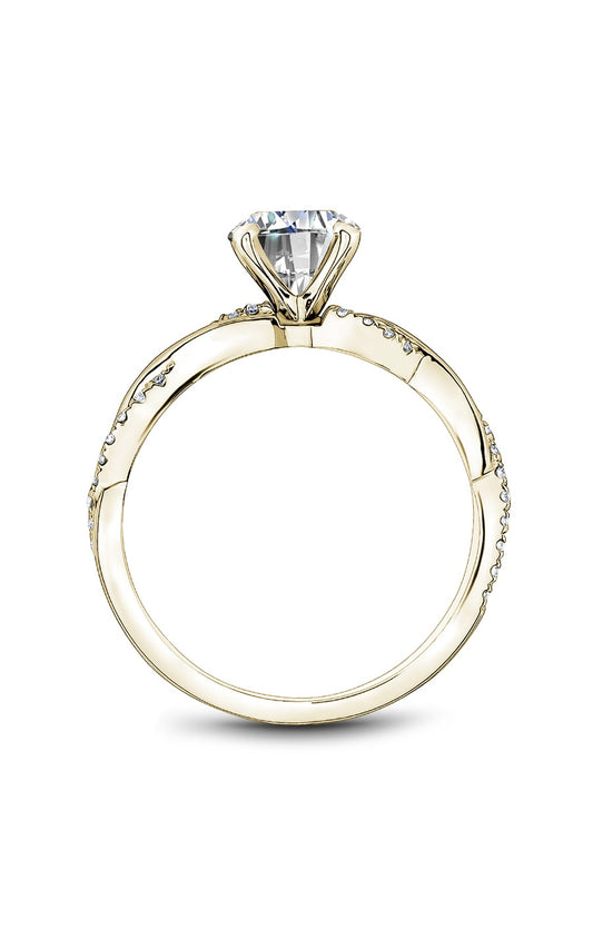 14K Yellow Gold Sidestone Round Engagement Ring