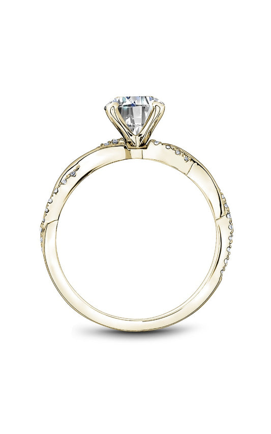 14K Yellow Gold Sidestone Round Engagement Ring