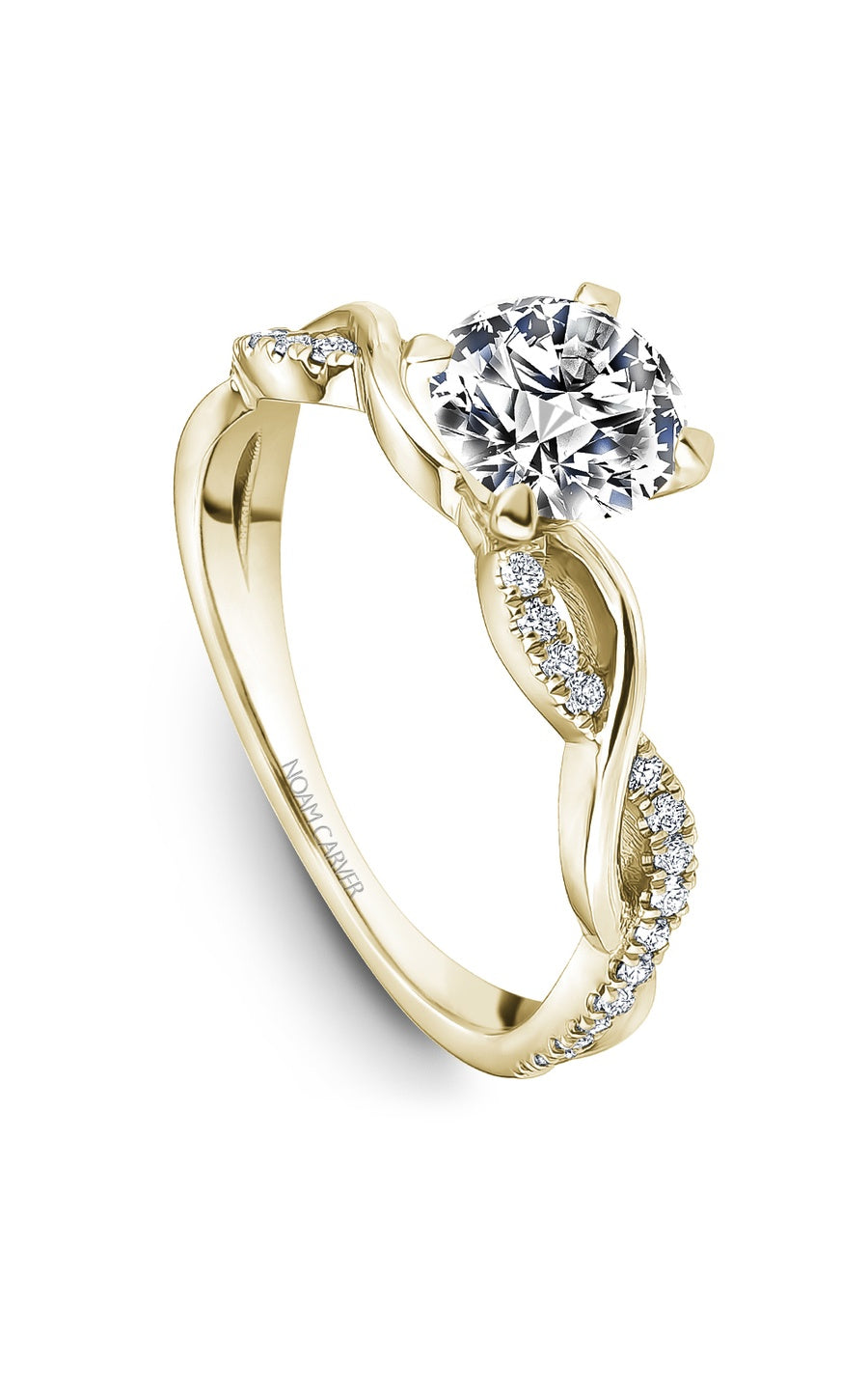 14K Yellow Gold Sidestone Round Engagement Ring