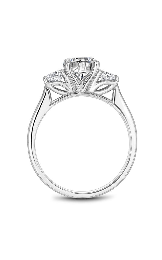 14K White Gold Three Stone Round Engagement Ring