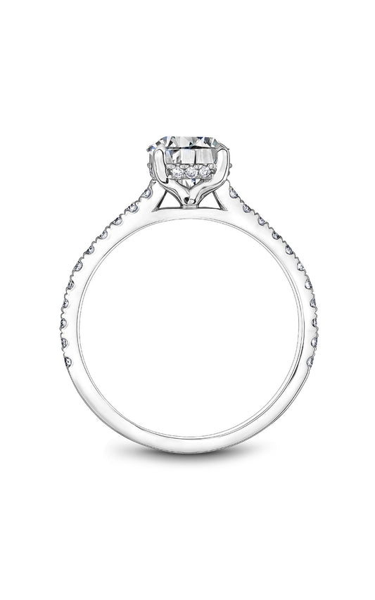 14K White Gold Sidestone Round Engagement Ring