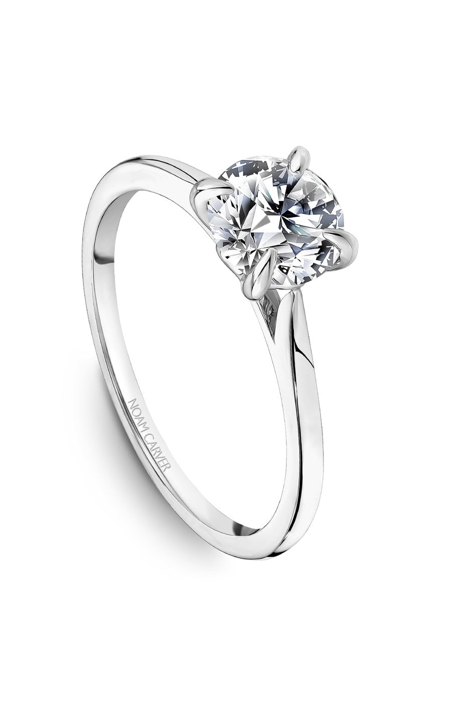 14K White Gold Solitaire Round Engagement Ring