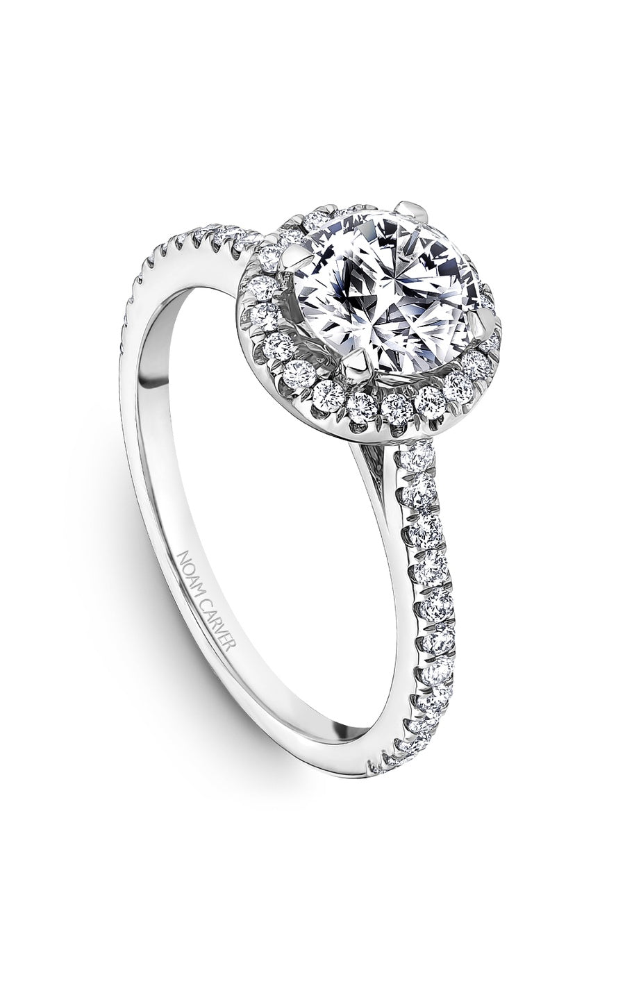 14K White Gold Halo Round Engagement Ring