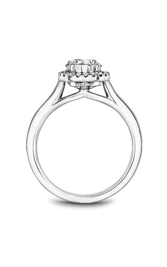 14K White Gold Halo Round Engagement Ring