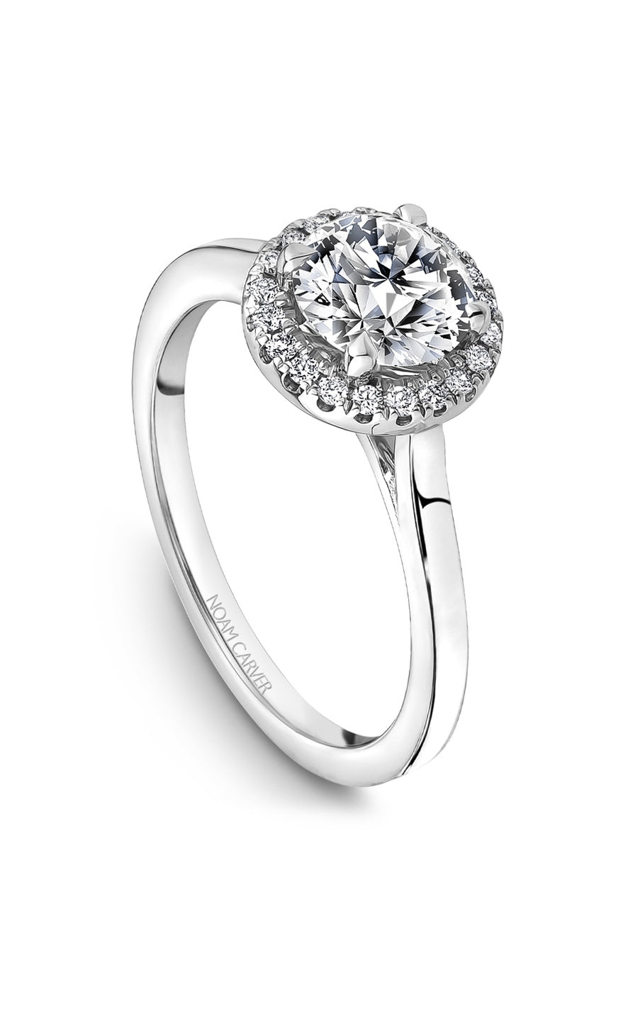 14K White Gold Halo Round Engagement Ring