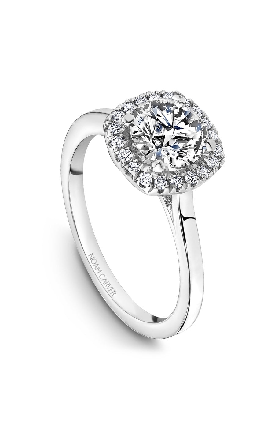 14K White Gold Halo Round Engagement Ring