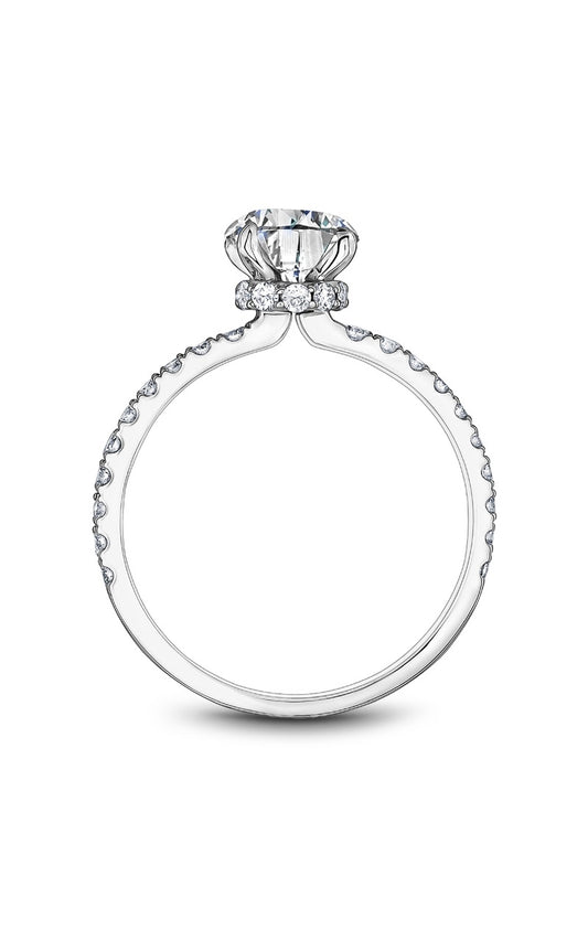 14K White Gold Sidestone Round Engagement Ring