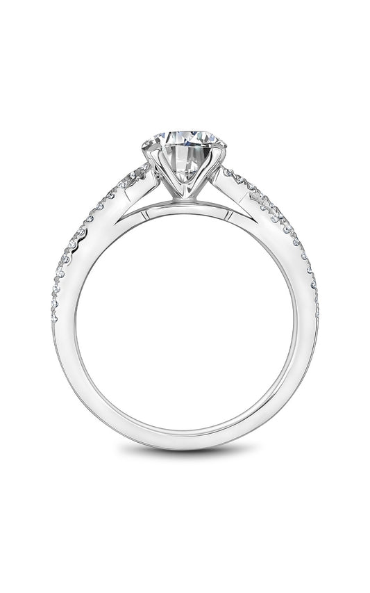 14K White Gold Sidestone Round Engagement Ring
