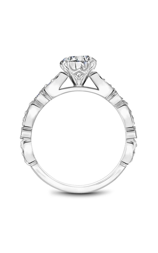 14K White Gold Sidestone Round Engagement Ring